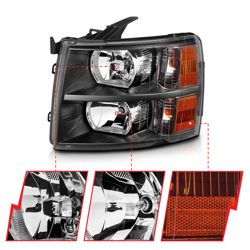 Load image into Gallery viewer, ANZO 2007-2013 Chevrolet Silverado Crystal Headlights Black
