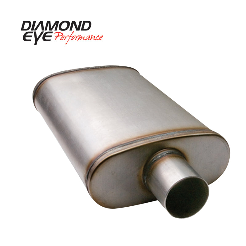 Load image into Gallery viewer, Diamond Eye Muffler 3-1/2in DL IN/SGL OUT 22in BODY 28in OVERALL OVAL

