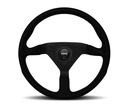 Momo Montecarlo Alcantara Steering Wheel 350 mm - Black/Black Stitch/Black Spokes