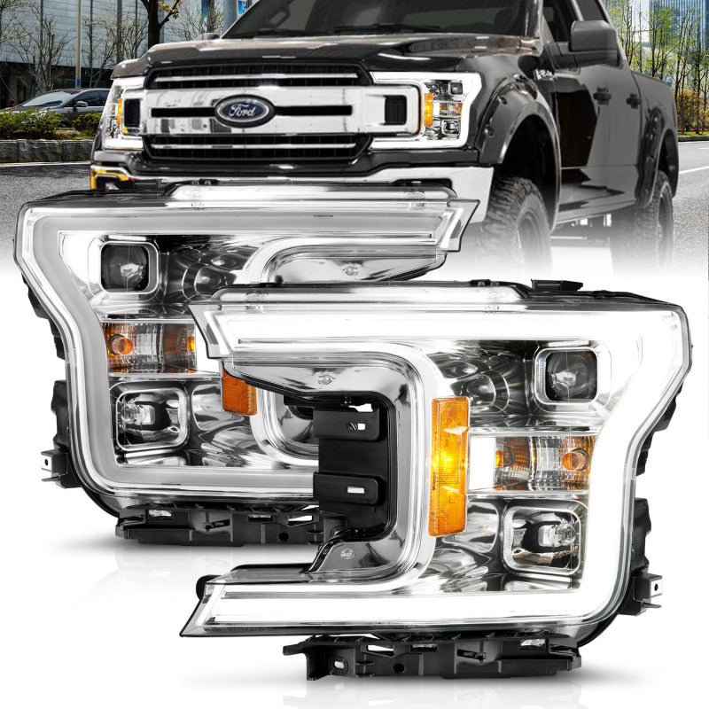 Load image into Gallery viewer, ANZO 18-19 Ford F-150 Projector Headlights w/Plank Style Switchback Chrome w/Amber
