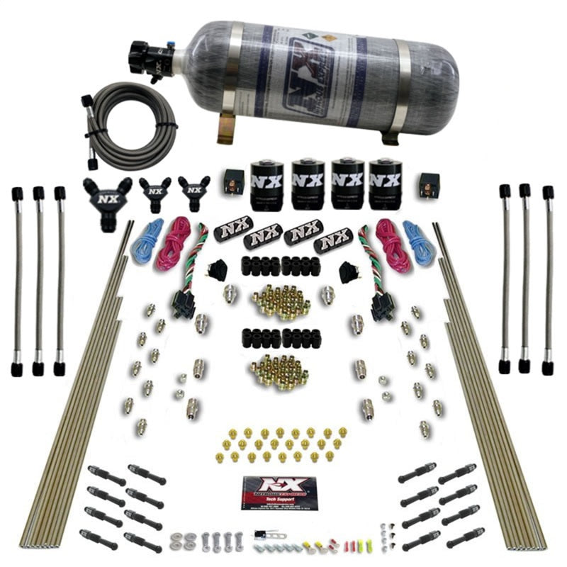 Load image into Gallery viewer, Nitrous Express 8 Cyl Dry Direct Port Dual Stage 4 Solenoids Nitrous Kit (200-600HP) w/Comp Bottle
