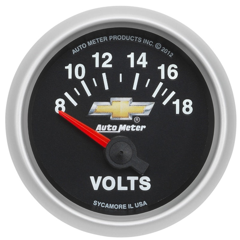 Load image into Gallery viewer, AutoMeter Gauge Voltmeter 2-1/16in. 18V Electric Chevy Gold Bowtie

