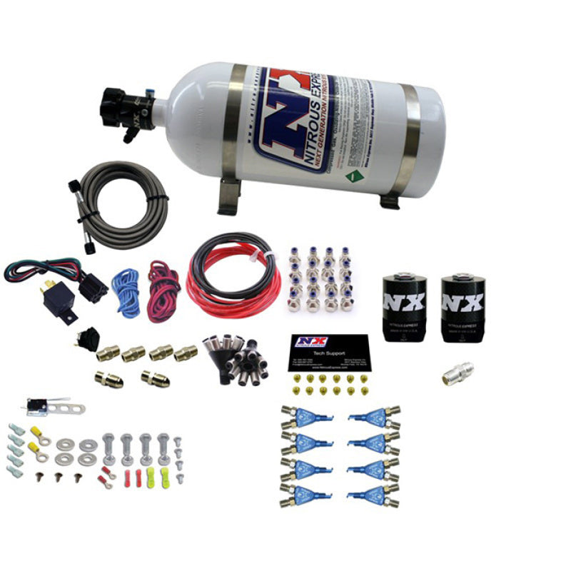 Load image into Gallery viewer, Nitrous Express 8 Cyl Soft Line Shark Rail Nitrous Kit w/10lb Bottle Pushloc
