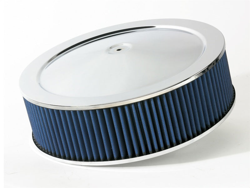 Load image into Gallery viewer, aFe MagnumFLOW Air Filters Round Racing P5R A/F Chrome Assy 14x4: Blk/Blue E/M
