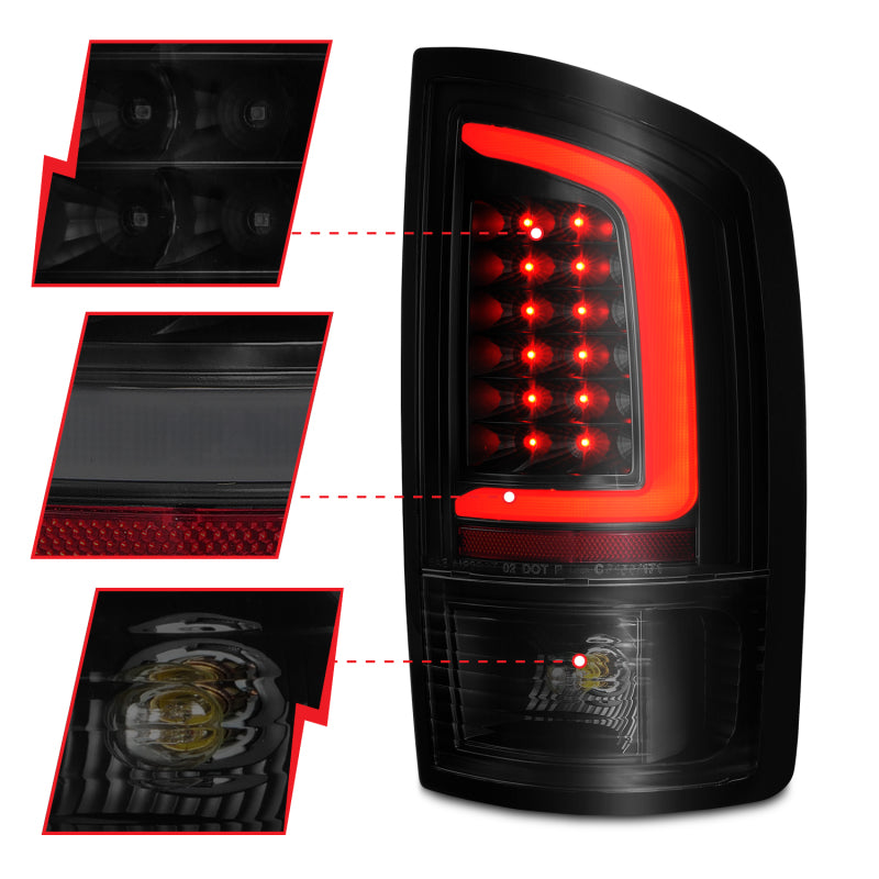 Load image into Gallery viewer, ANZO 2002-2006 Dodge  Ram 1500 LED Tail Lights w/ Light Bar Black Housing Smoke Lens
