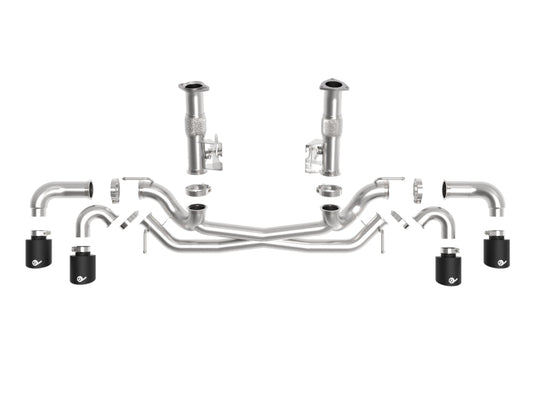 aFe MACH Force-Xp 3in to 2-1/2in 304SS Cat-Back (No Muff.) 2020 Chevy Corvette (C8) 6.2L - Black Tip