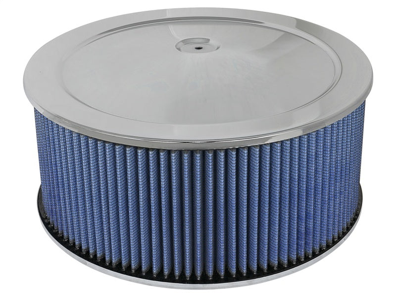 Load image into Gallery viewer, aFe MagnumFLOW Air Filters Round Racing P5R A/F Chrome Assy 14x6: Blk/Blue E/M
