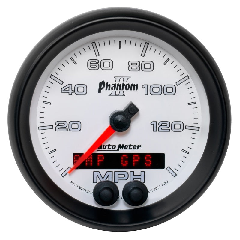 Load image into Gallery viewer, Autometer Phantom II 3-3/8in 0-140MPH In-Dash Electronic GPS Programmable Speedometer
