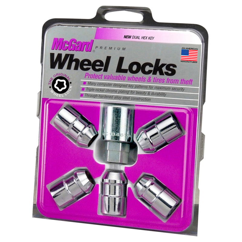 Load image into Gallery viewer, McGard Wheel Lock Nut Set - 5pk. (Cone Seat) 1/2-20 / 3/4 &amp;13/16 Dual Hex / 1.46in. Length - Chrome
