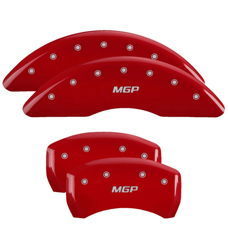 Load image into Gallery viewer, MGP 4 Caliper Covers Engraved Front &amp; Rear JEEP Red finish silver ch
