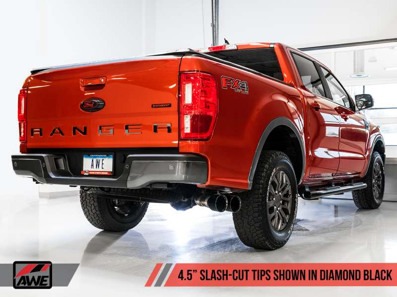Load image into Gallery viewer, AWE Tuning 2019+ Ford Ranger 0FG Performance Exhaust System w/Diamond Black Tips &amp; Rock Guard

