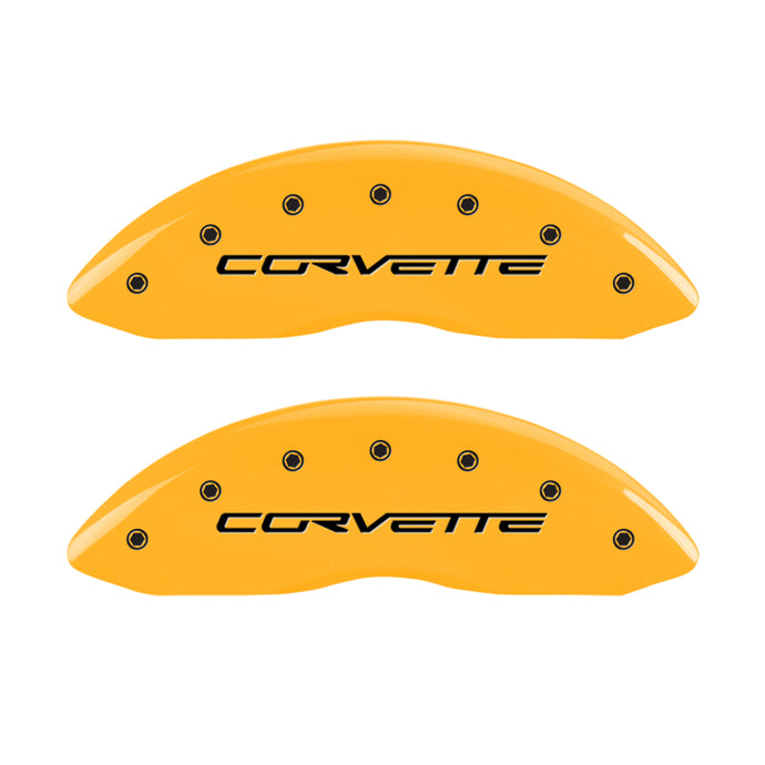 MGP 4 Caliper Covers Engraved Front & Rear C6/Corvette Yellow finish black ch