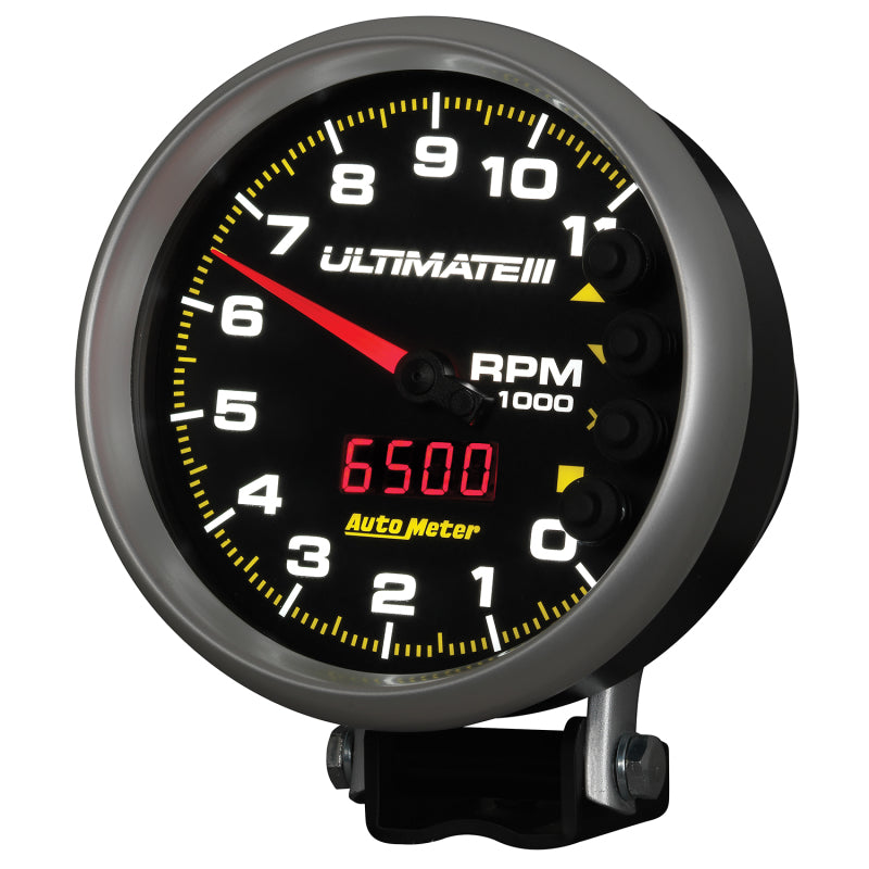 Load image into Gallery viewer, AutoMeter Gauge Tach 5in. 11K RPM Pedestal Datalogging Ultimate IIi Playback Black

