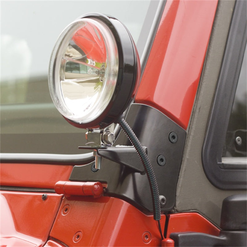 Load image into Gallery viewer, Rugged Ridge 97-06 Jeep Wrangler TJ Windshield Hinge Light Brackets Black
