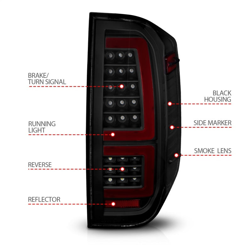 Load image into Gallery viewer, ANZO 2014-2021 Toyota Tundra LED Taillights Black Housing/Smoke Lens
