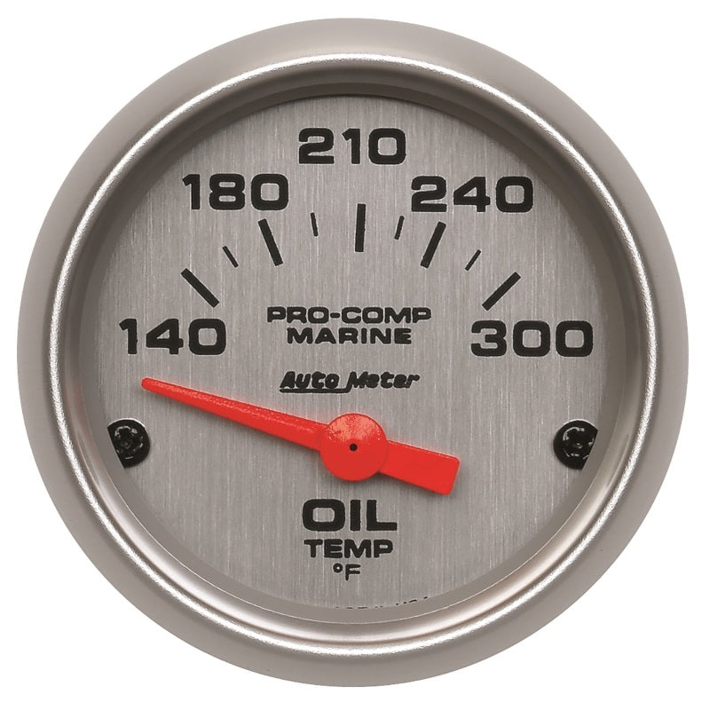 Load image into Gallery viewer, Autometer Marine Silver Ultra-Lite 2-1/16in Electric Oil Temperature Gauge 140-300 Deg F
