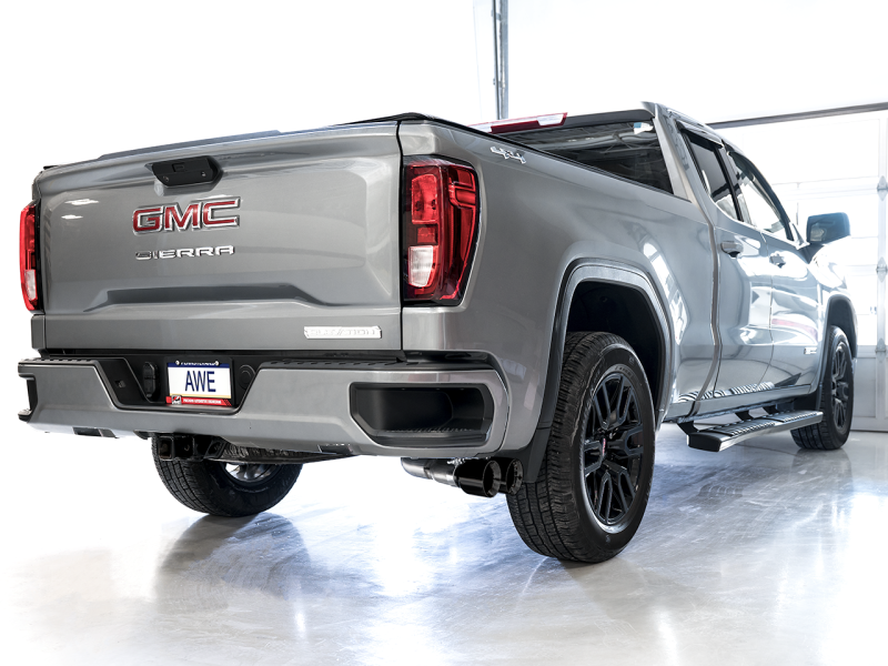 Load image into Gallery viewer, AWE Tuning 4th Gen GM 1500 5.3L 0FG Catback Dual Side Exit (Flat Bumper) - Diamond Tips
