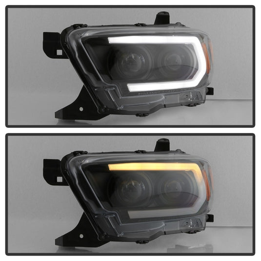 Spyder 16-18 Toyota Tacoma Projector Headlights - Seq LED Turn - Black - PRO-YD-TT16-LB-BK