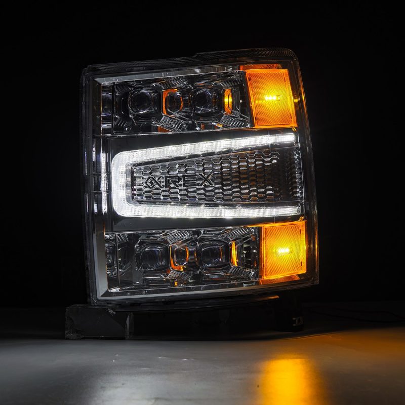 Load image into Gallery viewer, AlphaRex 04-15 Chevy 1500HD NOVA-Series LED Proj Headlights Chrome w/Activ Light/Seq Signal &amp; SB DRL
