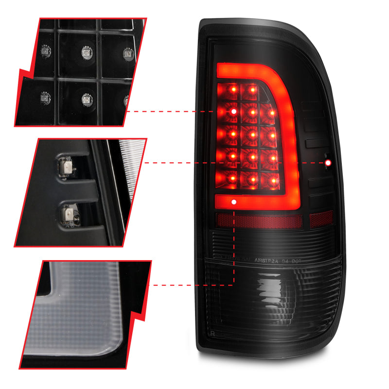 Load image into Gallery viewer, ANZO 1997-2003 Ford F-150 LED Tail Lights w/ Light Bar Black Housing Smoke Lens
