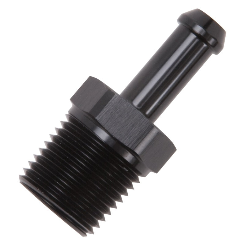 Load image into Gallery viewer, Edelbrock Hose Fittings Straight 1/2In NPT to 3/8In Barb Black Anodize
