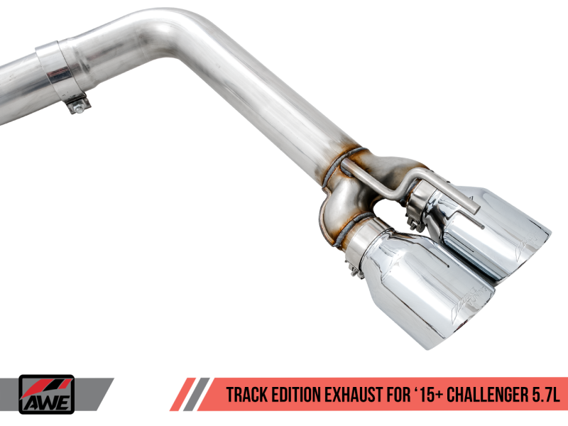 Load image into Gallery viewer, AWE Tuning 2017+ Dodge Challenger 5.7L Track Edition Exhaust - Chrome Silver Quad Tips
