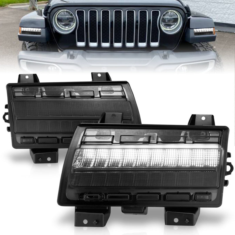 Load image into Gallery viewer, ANZO Wrangler 18-21/Gladiator 20+ LED Side Marker Lights Smoke w Sequential Signal
