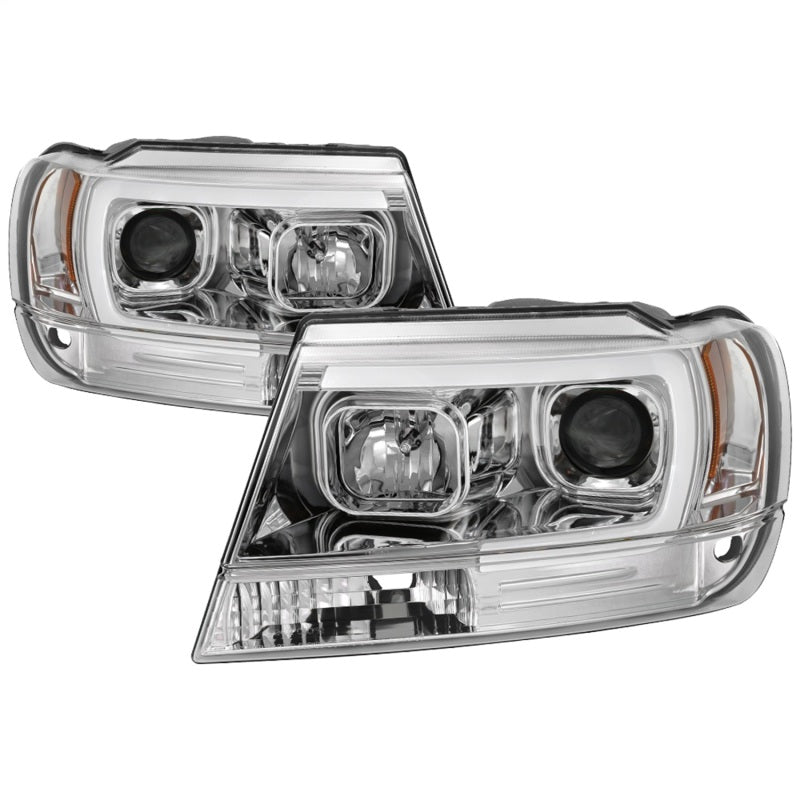 Load image into Gallery viewer, Spyder 99-04 Jeep Grand Cherokee Projector Headlights - Light Bar DRL LED - Chrome
