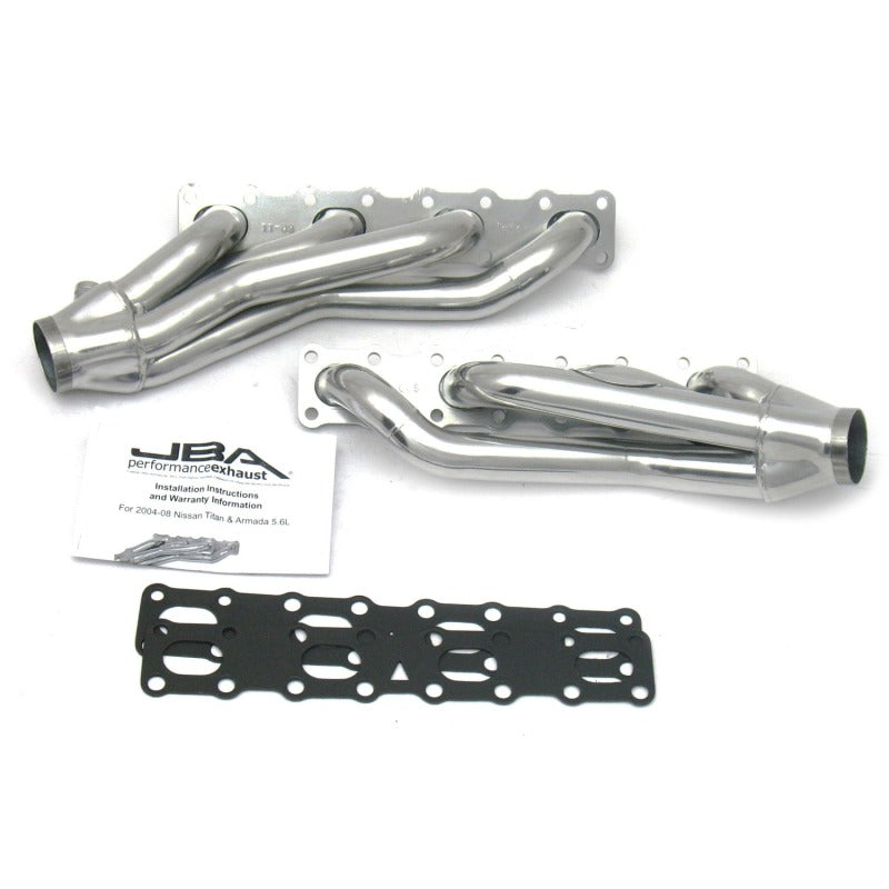 Load image into Gallery viewer, JBA 04-15 Nissan 5.6L VK56DE Oval Port 1-5/8in Primary Silver Ctd Cat4Ward Header
