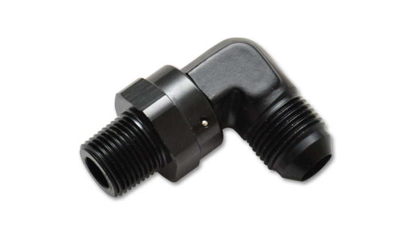 Load image into Gallery viewer, Vibrant Male AN to Male NPT 90 Degree Swivel Adapter -6 AN to 1/2in NPT

