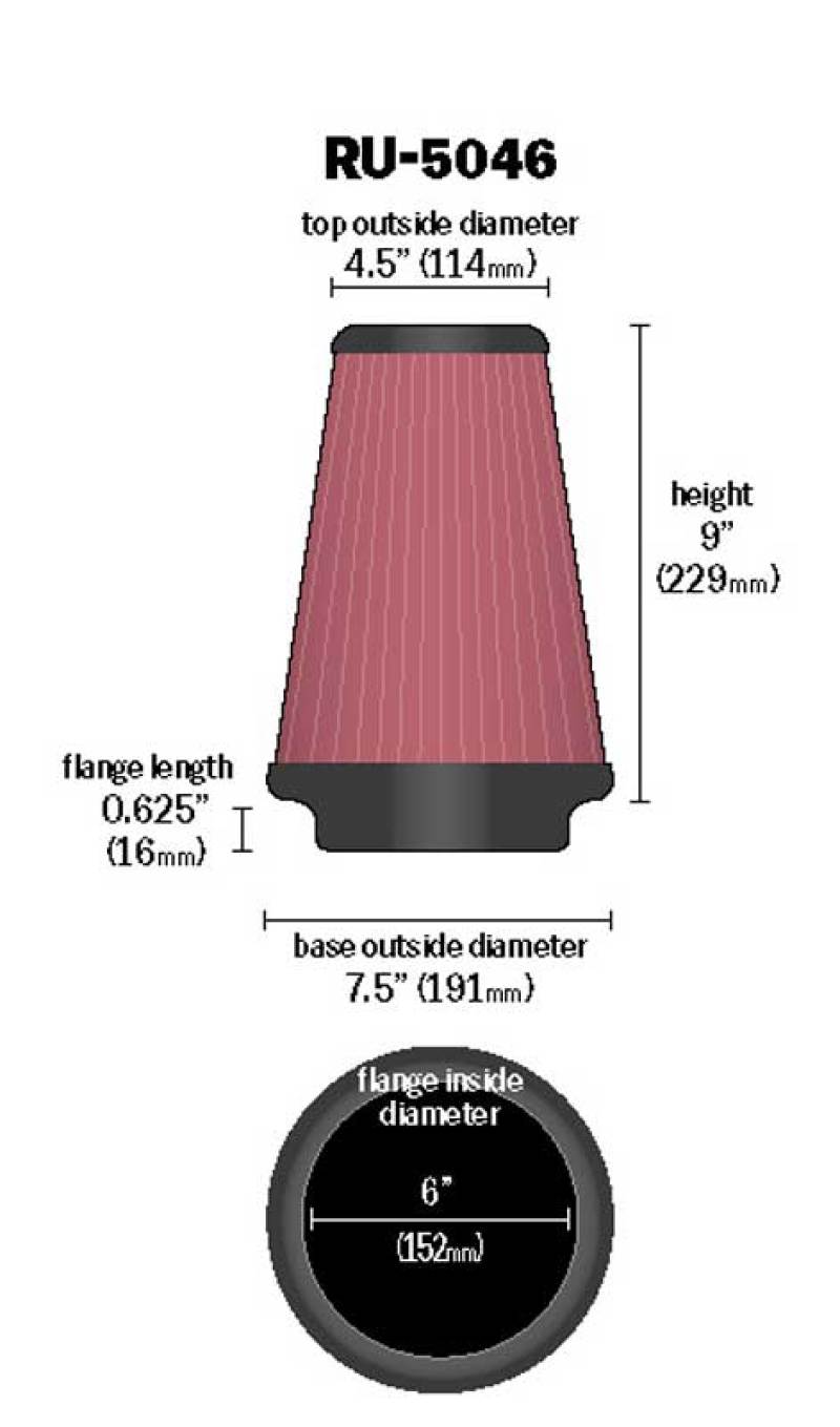 Load image into Gallery viewer, K&amp;N Universal Clamp-On Air Filter 6in FLG / 7-1/2in B / 4-1/2in T / 9in H
