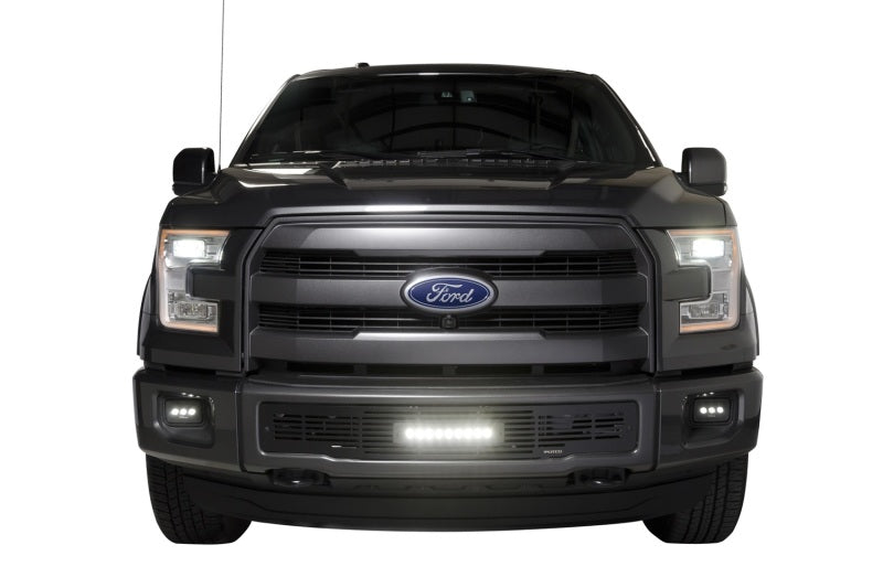 Load image into Gallery viewer, Putco 15-17 Ford F-150 - SS Black Bar Design w/10in Luminix Light Bar Bumper Grille Inserts
