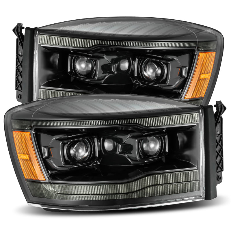 Load image into Gallery viewer, AlphaRex 06-08 Dodge Ram 1500HD LUXX LED Projector Headlights Plank Style Alpha Blk w/Seq Signal/DRL
