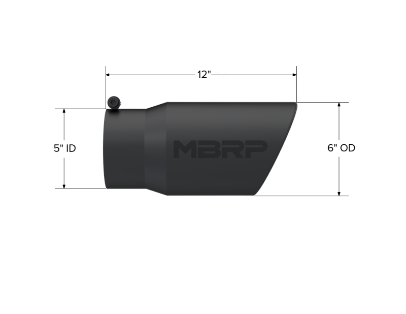 Load image into Gallery viewer, MBRP Universal Tip 6in O.D. Angled Rolled End 5 inlet 12 length - Black Finish
