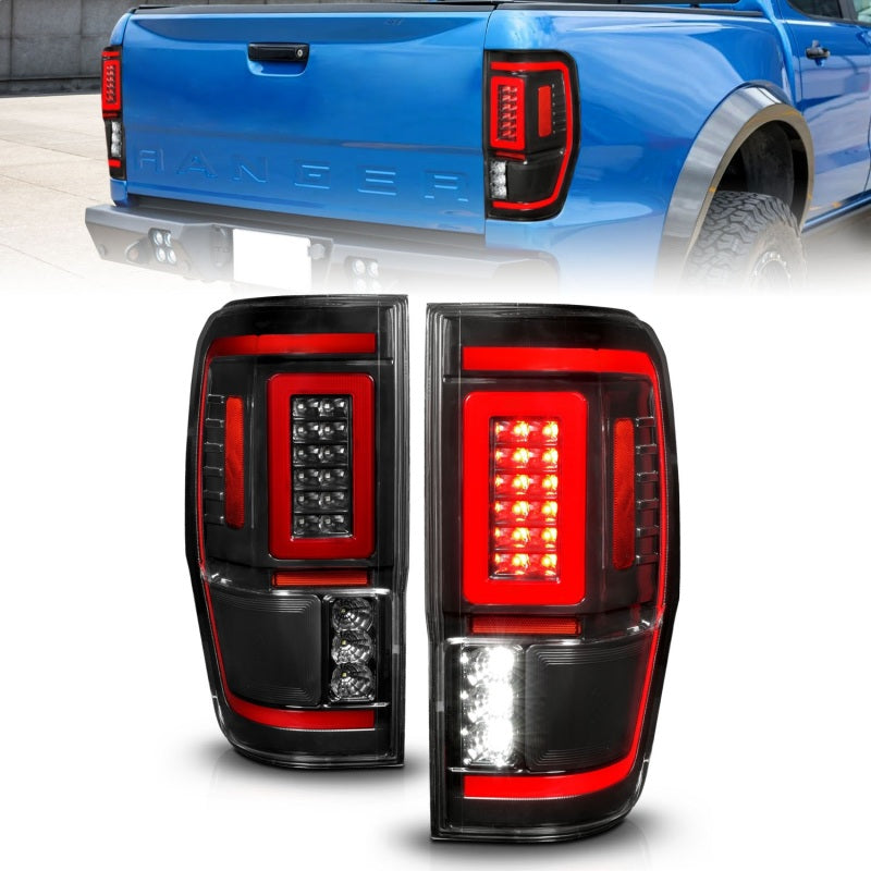 Load image into Gallery viewer, ANZO 19-22 Ford Ranger Full LED Taillights w/ Lightbar Sequential Signal Black Housing/Clear Lens
