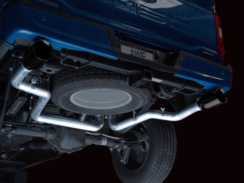 Load image into Gallery viewer, AWE Tuning 0FG 21+ Ford F150 Dual Split Rear Cat-Back Exhaust- 5in Diamond Black Tips

