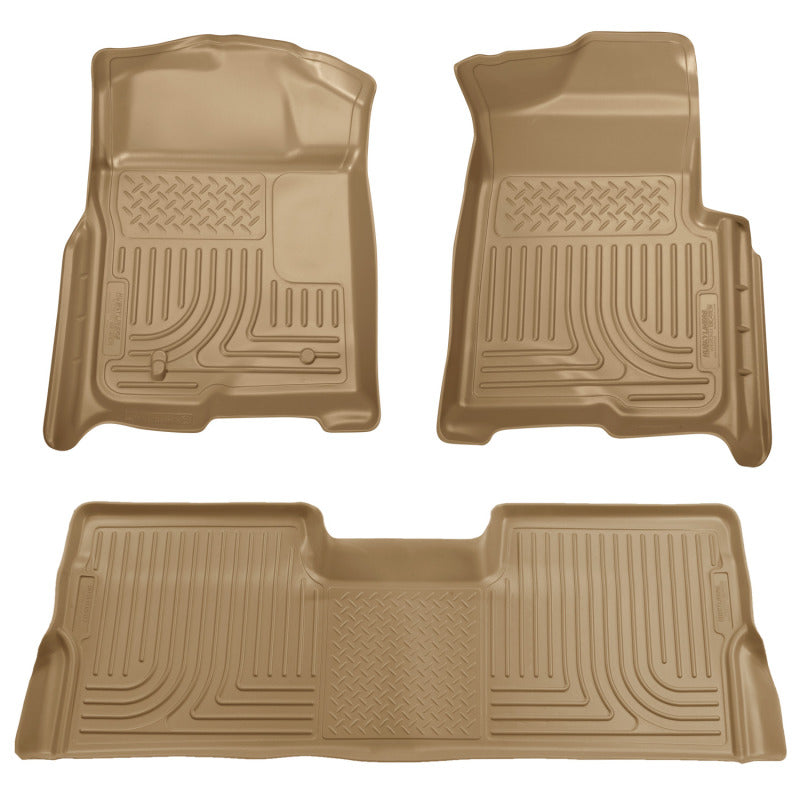 Load image into Gallery viewer, Husky Liners 08-10 Ford SD Crew Cab WeatherBeater Combo Tan Floor Liners (w/o Manual Trans Case)
