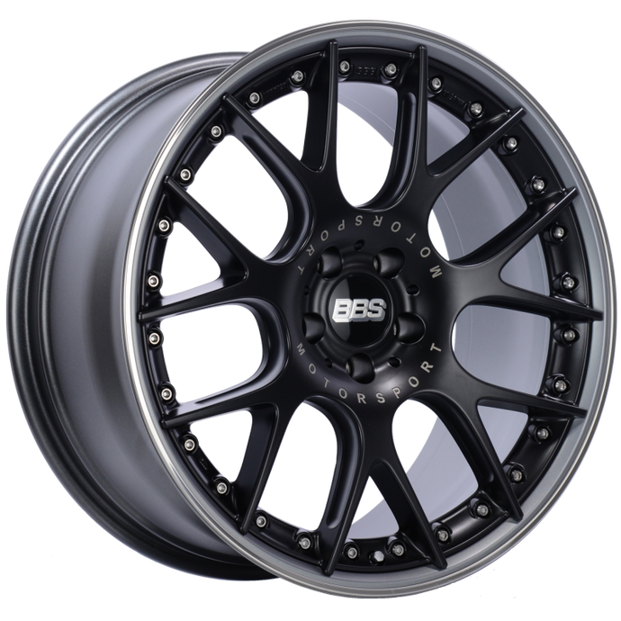 BBS CH-RII 20x9 5x120 ET25 Satin Black Center Platinum Lip SS Rim Prot Wheel -82mm PFS/Clip Req