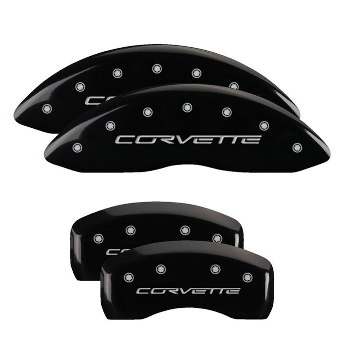 MGP 4 Caliper Covers Engraved Front & Rear C6/Corvette Black finish silver ch