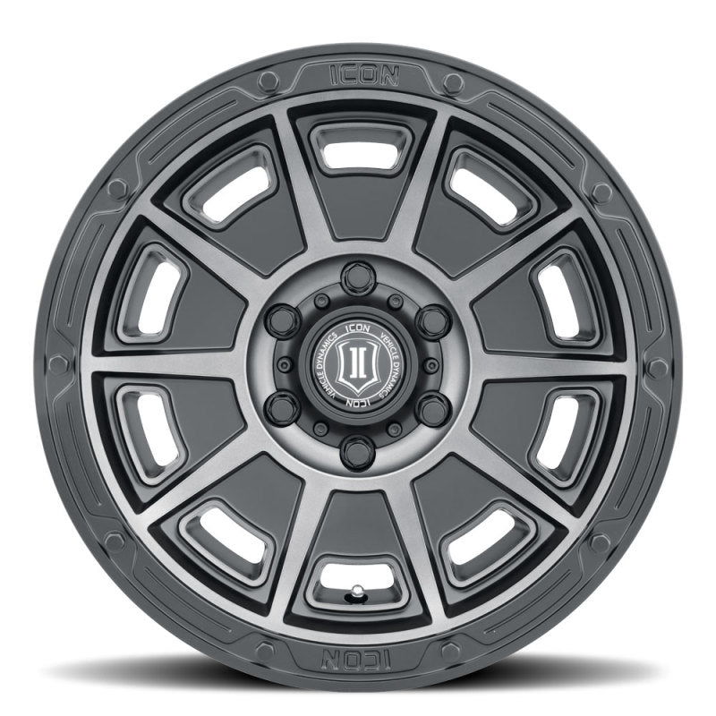 Load image into Gallery viewer, ICON Victory 17x8.5 6x5.5 0mm Offset 4.75in BS Smoked Satin Black Tint Wheel

