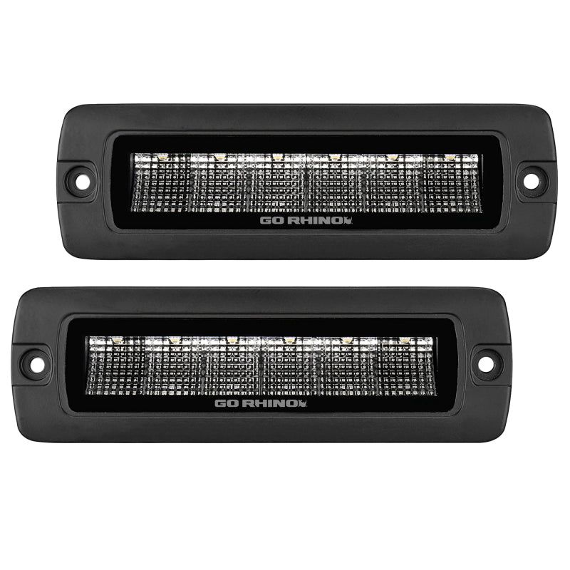 Load image into Gallery viewer, Go Rhino Xplor Blackout Series Sixline LED Flood Light Kit (Flush Mount) - Blk (Pair)
