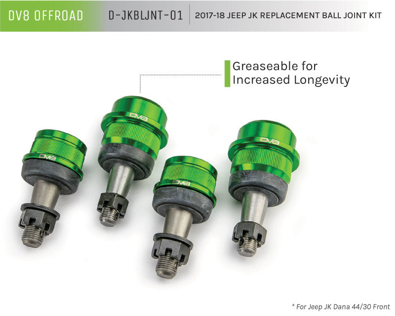 Load image into Gallery viewer, DV8 Offroad 07-18 Jeep Wrangler JK Replacement Ball Joint Kit - Dana 30/44
