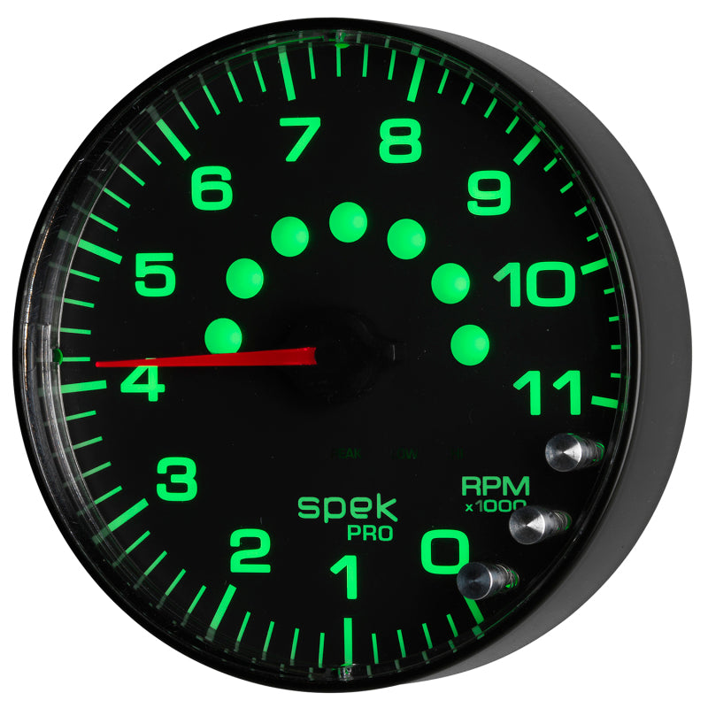 Load image into Gallery viewer, Autometer Spek-Pro Gauge Tachometer 5in 11K Rpm W/Shift Light &amp; Peak Mem Black/Black
