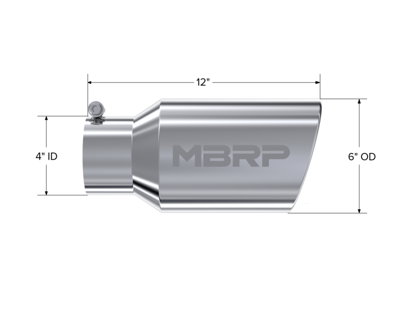 Load image into Gallery viewer, MBRP Universal Tip 6 O.D. Angled Rolled End 4 inlet 12 length
