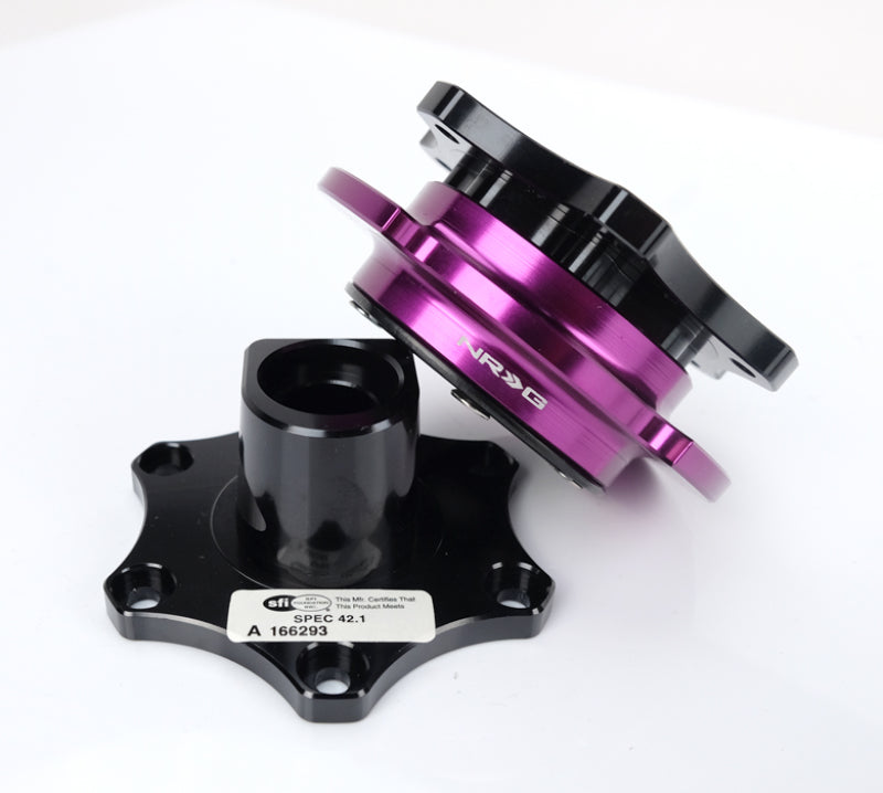 Load image into Gallery viewer, NRG Quick Release SFI SPEC 42.1 - Shiny Black Body / Shiny Purple Ring
