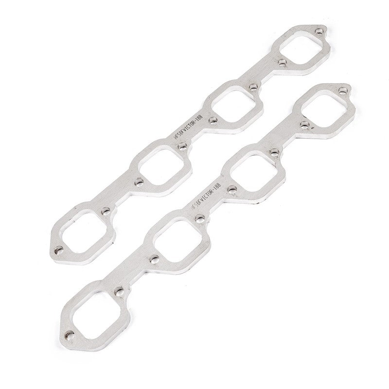 Load image into Gallery viewer, Stainless Works SBF Victor Senior Heads Square Port Header 304SS Exhaust Flanges 1-7/8in Primaries
