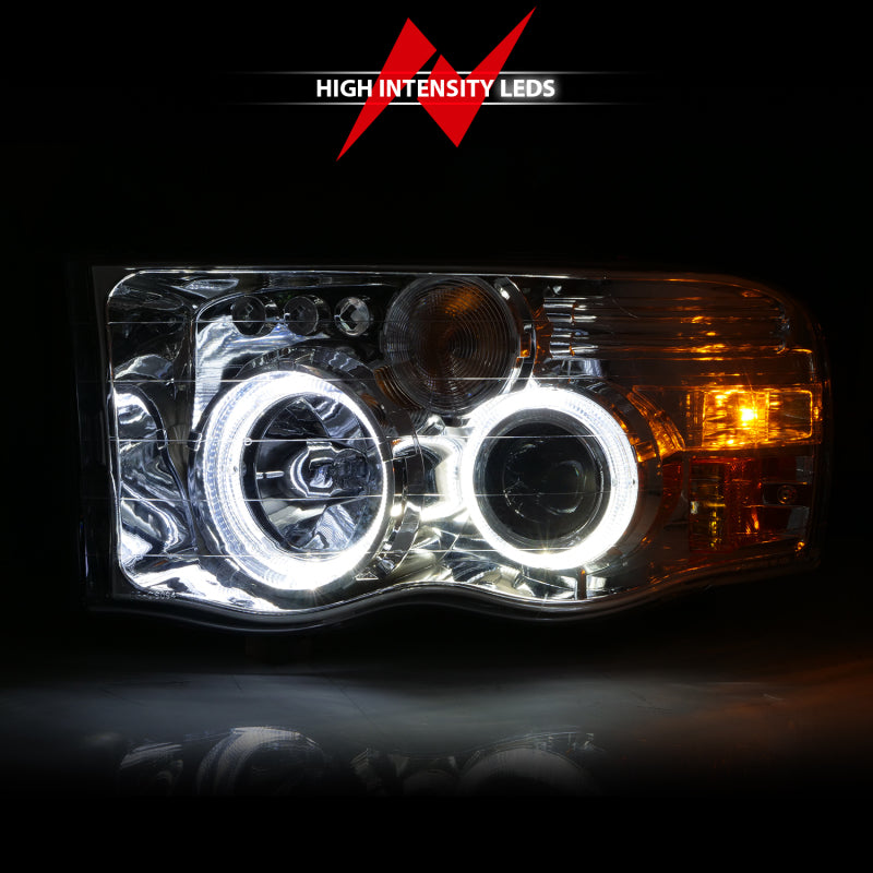 Load image into Gallery viewer, ANZO 2002-2005 Dodge Ram 1500 Projector Headlights w/ Halo Chrome Clear Amber
