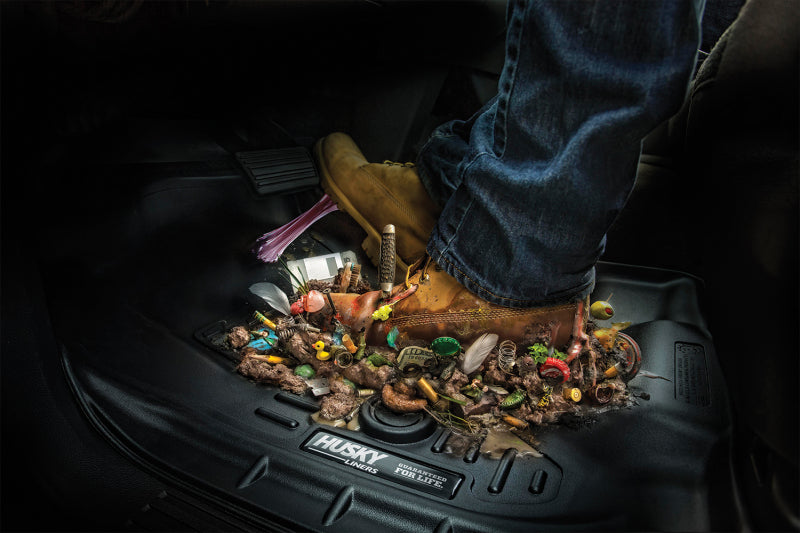 Load image into Gallery viewer, Husky Liners 11-15 Ford F250/F350/F450 Super Duty Crew Cab WeatherBeater Black 2nd Seat Floor Liners
