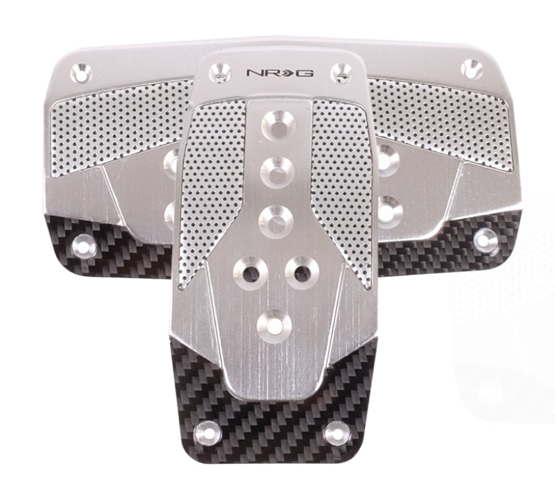 Load image into Gallery viewer, NRG Aluminum Sport Pedal A/T - Silver w/Black Carbon
