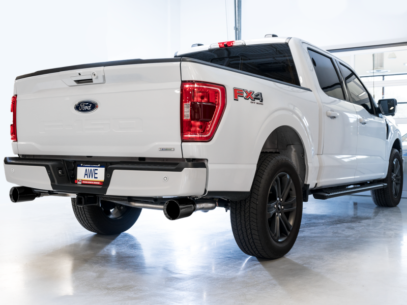 Load image into Gallery viewer, AWE Tuning 0FG 21+ Ford F150 Dual Split Rear Cat-Back Exhaust- 5in Diamond Black Tips

